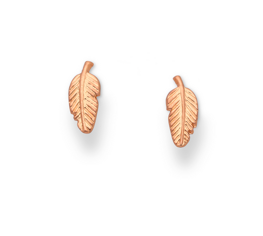 Rose Goldtone Plated Sterling Silver Leaf Stud Earrings