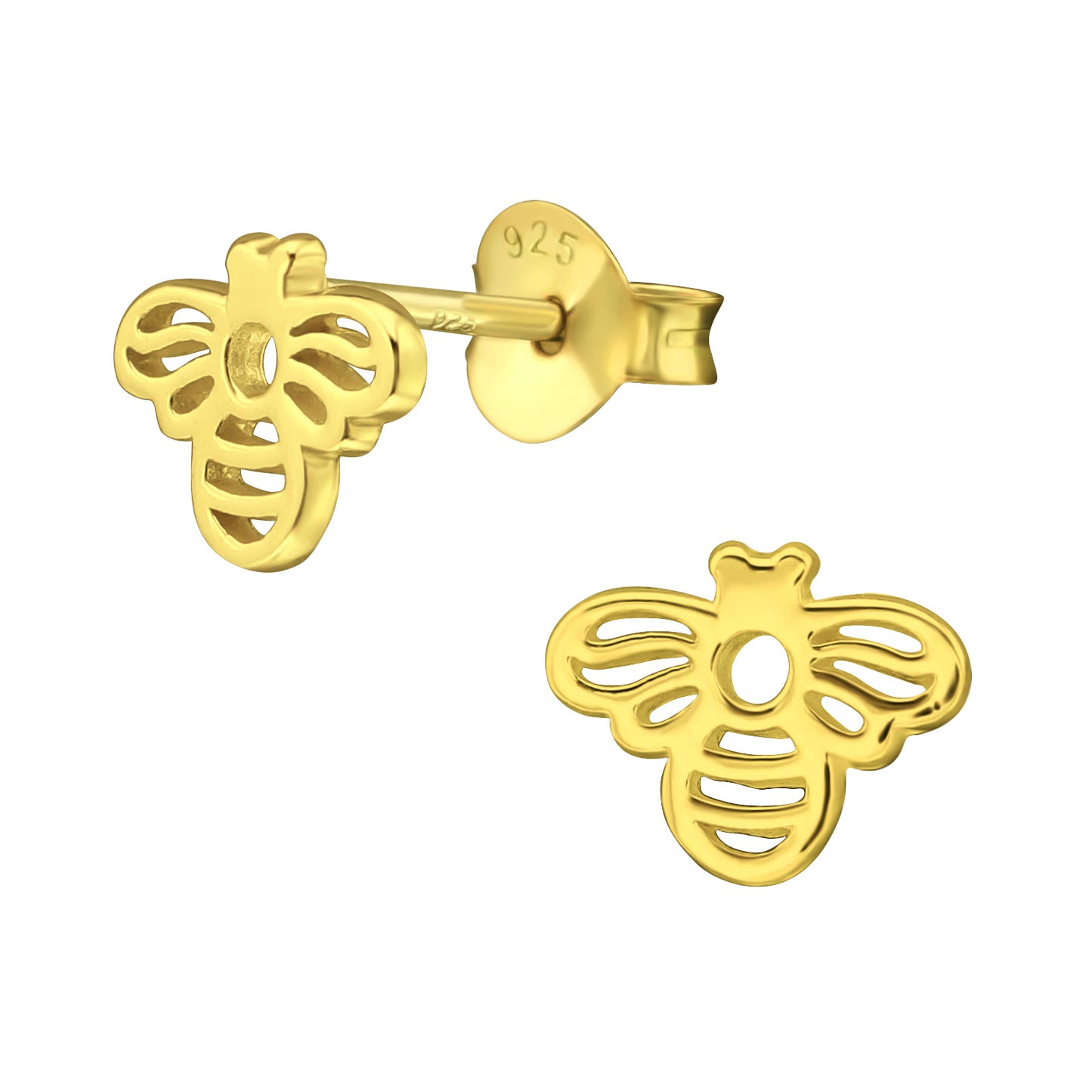 24kt Plated Sterling Silver Bee Stud Earrings