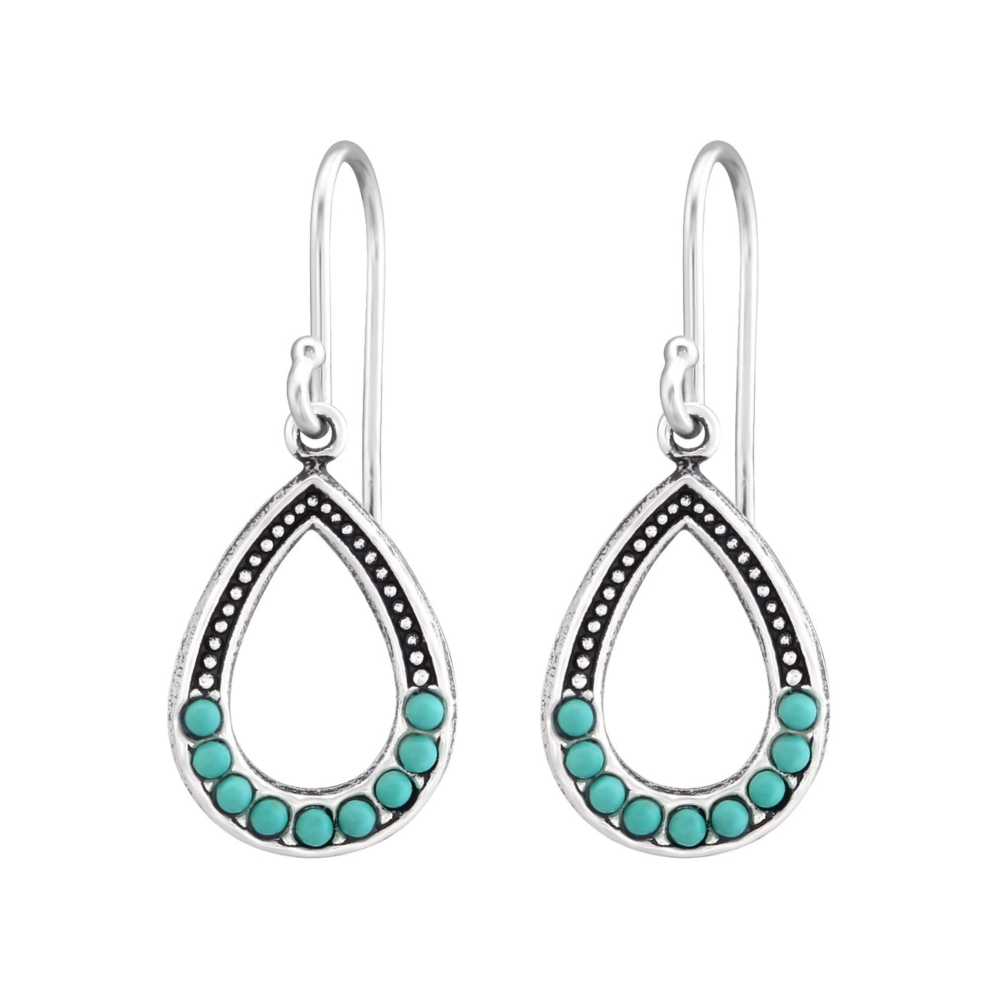 Sterling Silver Turquoise Teardrop Drop Earrings