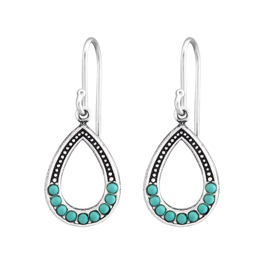 Sterling Silver Turquoise Teardrop Drop Earrings