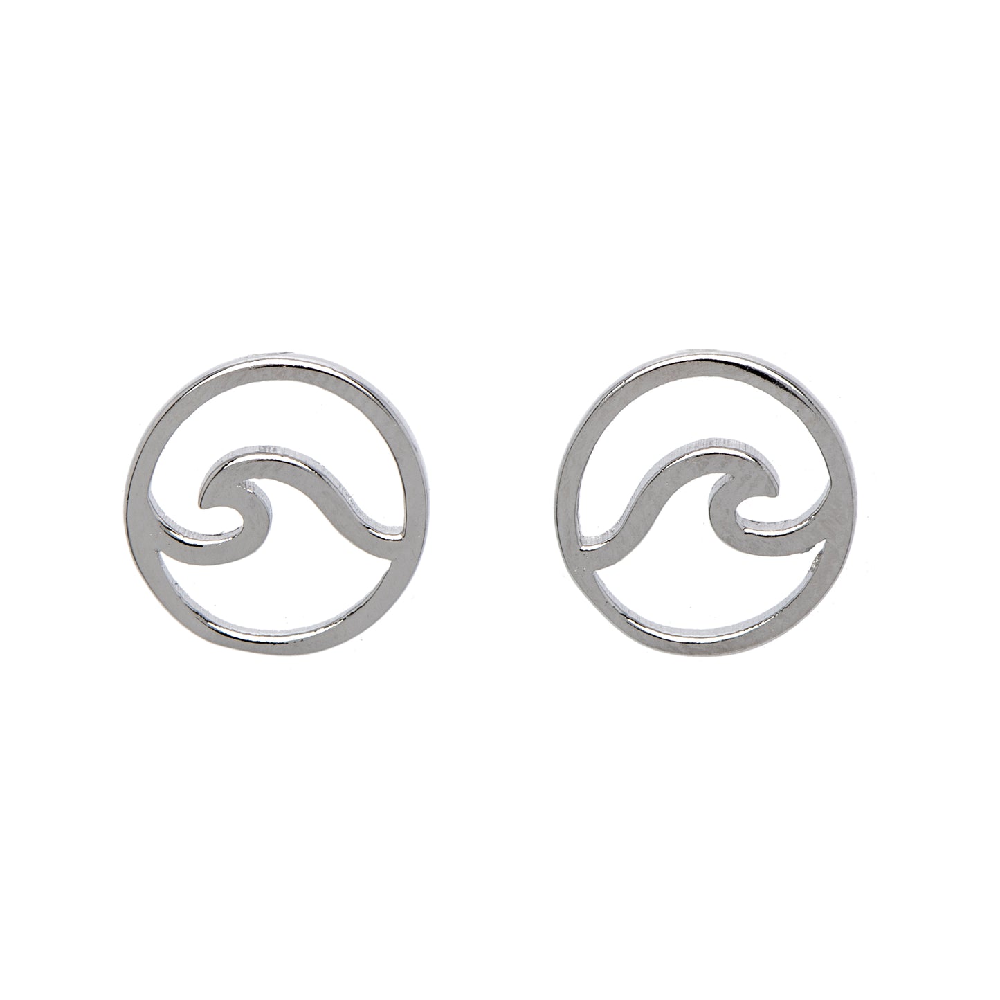 Sterling Silver Circular Wave Stud Earrings