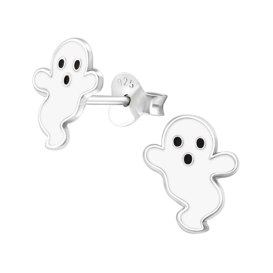 Sterling Silver White Ghost Stud Earrings