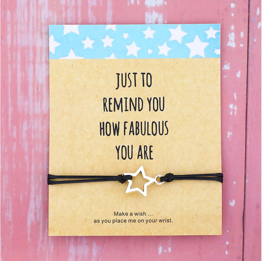 Black Silvertone Star You Are Fabulous Bracelet