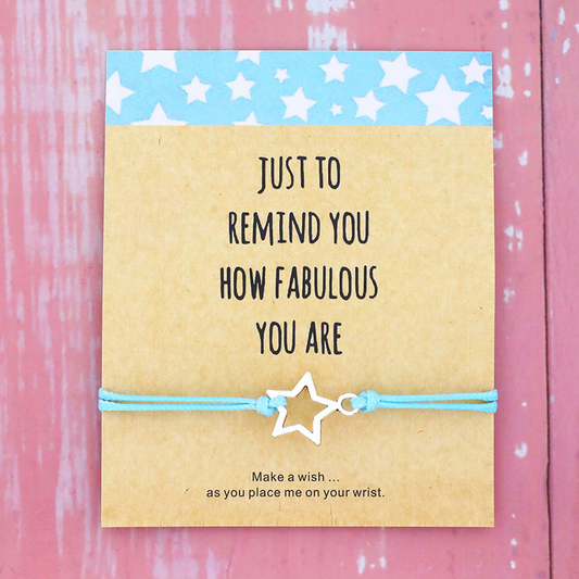 Blue Silvertone Star You Are Fabulous Bracelet