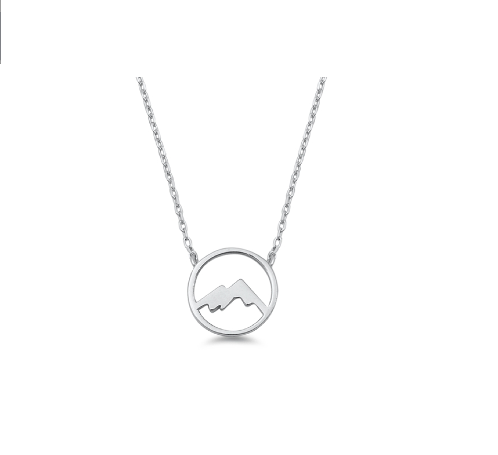 Sterling Silver Circular Mountain Pendant Necklace