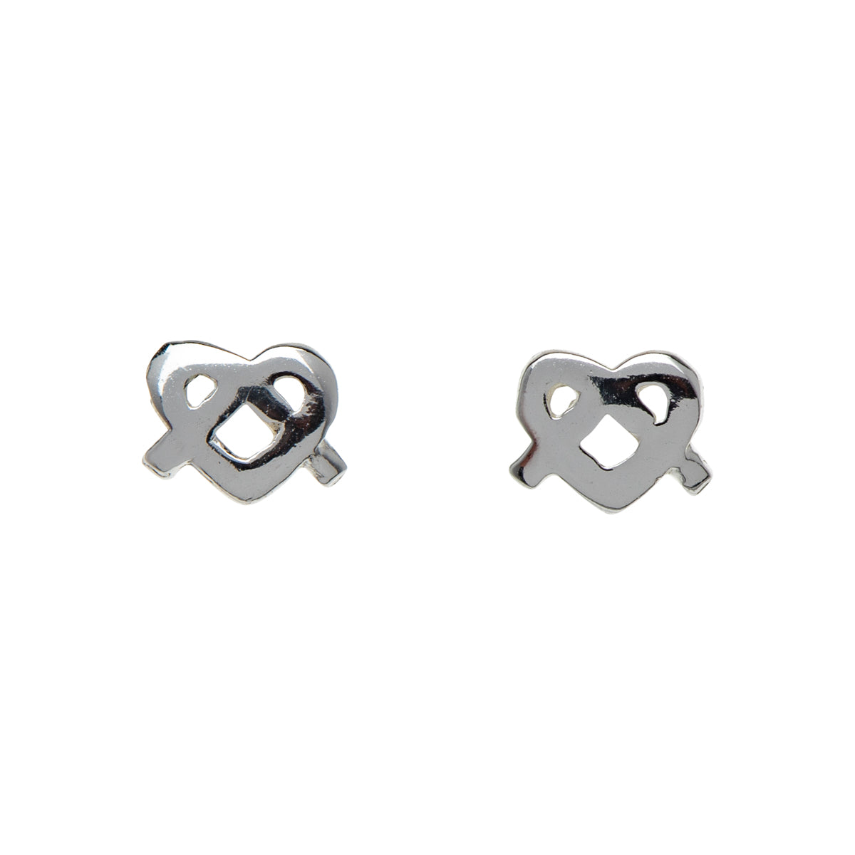 Sterling Silver Dainty Heart Knot Stud Earrings