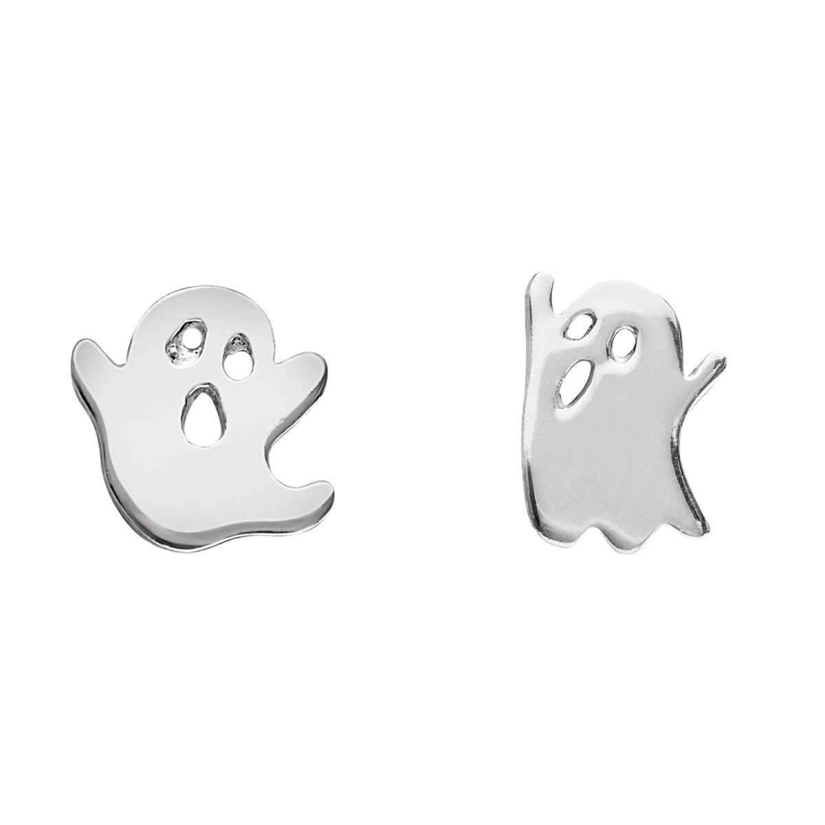 Sterling Silver Asymmetrical Ghost Stud Earrings