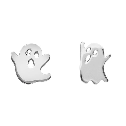 Sterling Silver Asymmetrical Ghost Stud Earrings