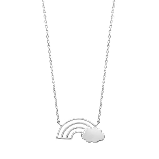 Sterling Silver Rainbow Cloud Pendant Necklace