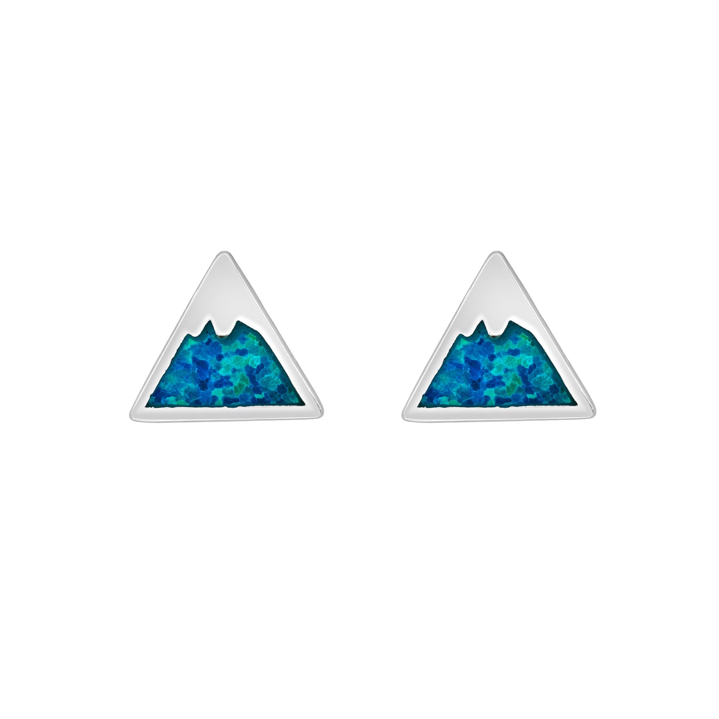 Sterling Silver Blue Opal Mountain Range Stud Earrings