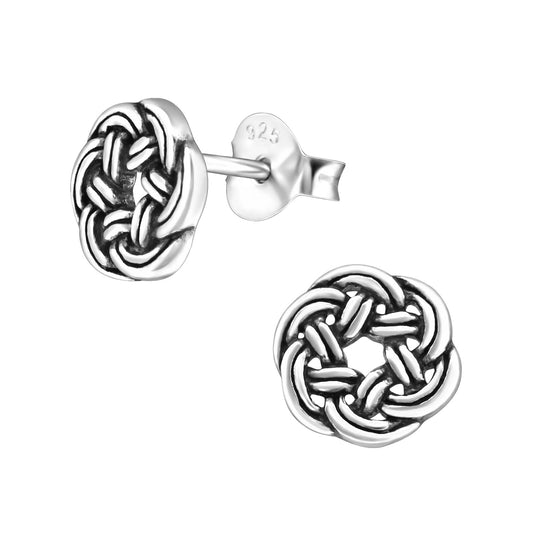 Sterling Silver Circular Celtic Woven Stud Earrings