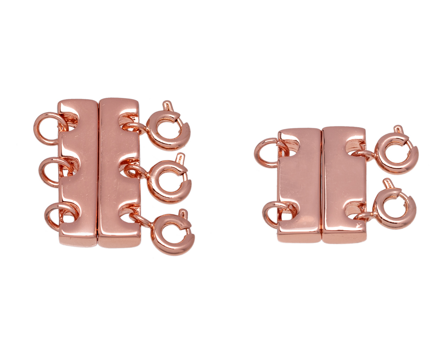 Rose Goldtone Set Of 2 Necklace Spacer Clasps - Triple Double Clasps