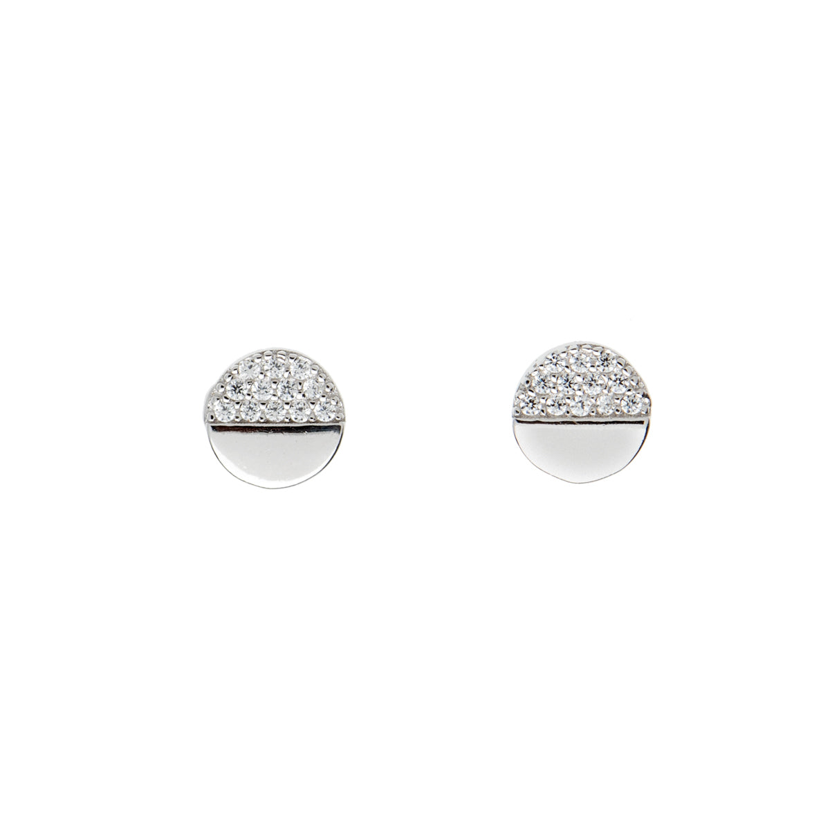 Sterling Silver Cubic Zirconia Circular Stud Earrings