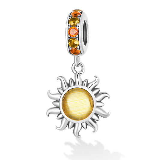 Sterling Silver Yellow Sun Dangle Charm