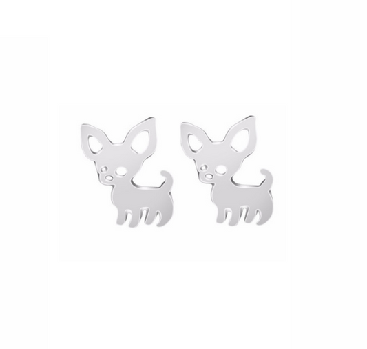 Sterling Silver Chihuahua Stud Earrings