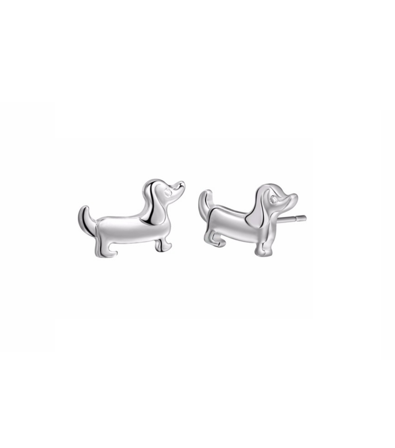 Sterling Silver Dog Stud Earrings