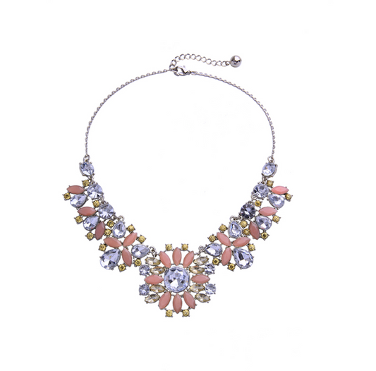 Pink & Purple Floral Statement Necklace