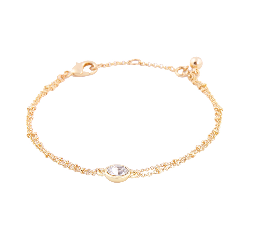 Goldtone Solitaire Crystal Bracelet