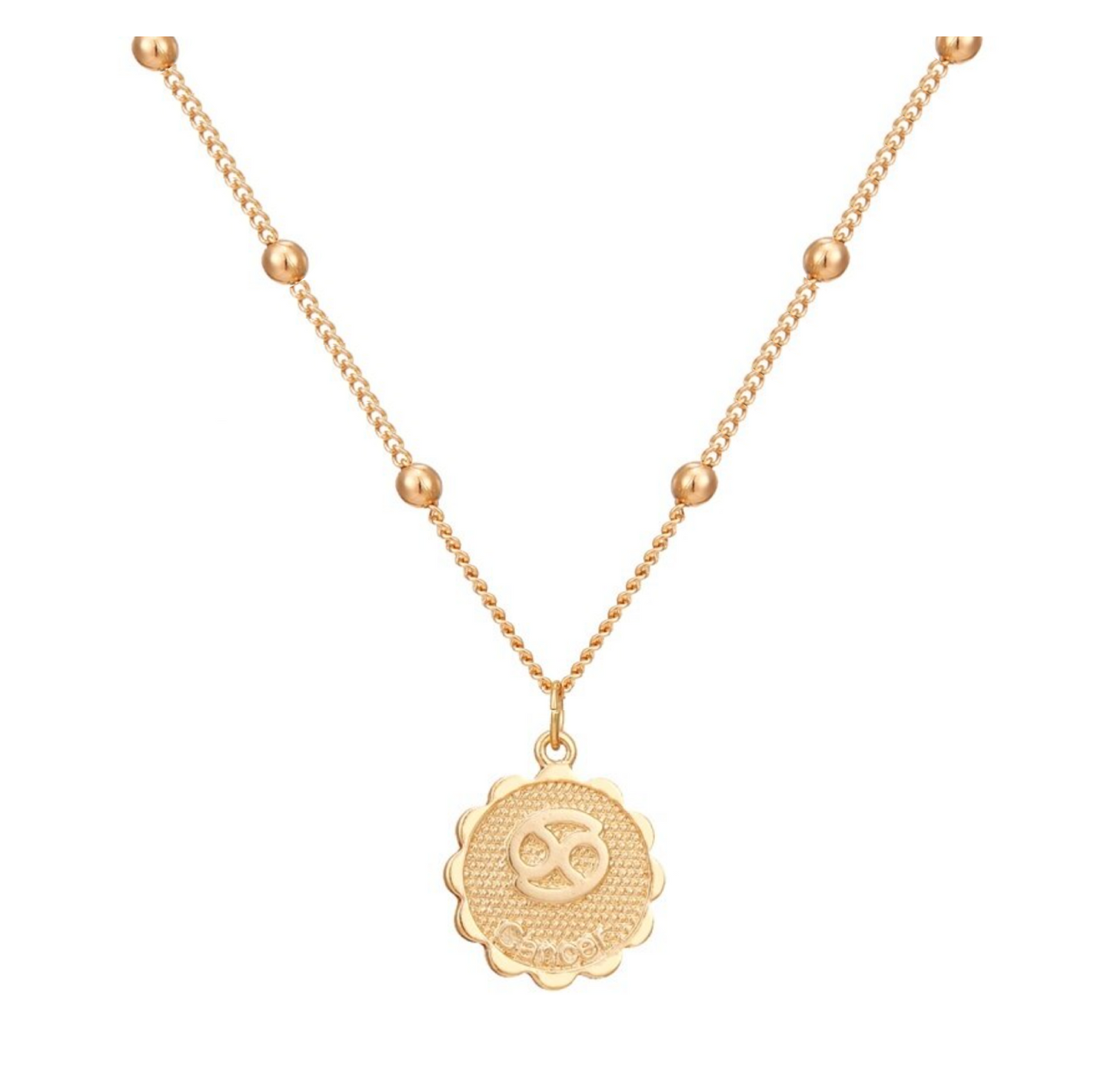 Goldtone Star Sign Zodiac Circular Pendant Necklace