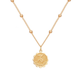 Goldtone Star Sign Zodiac Circular Pendant Necklace