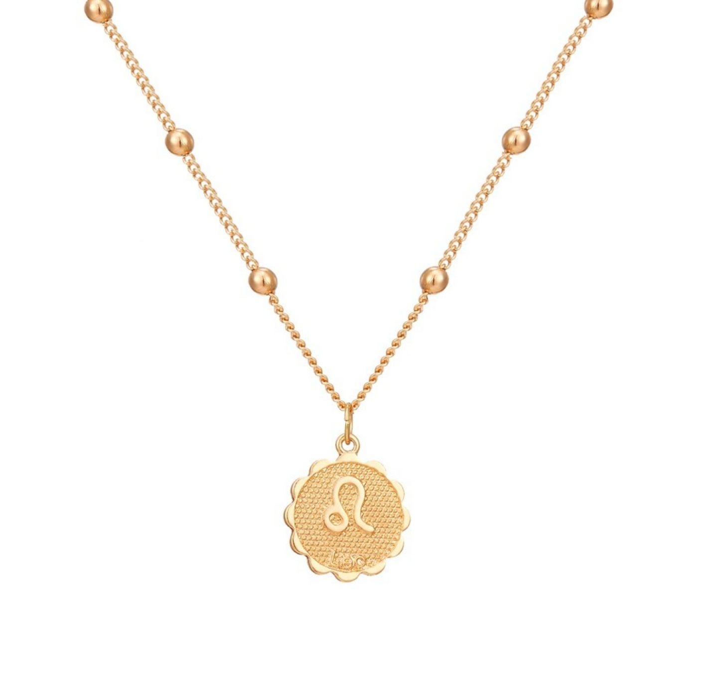 Goldtone Star Sign Zodiac Circular Pendant Necklace