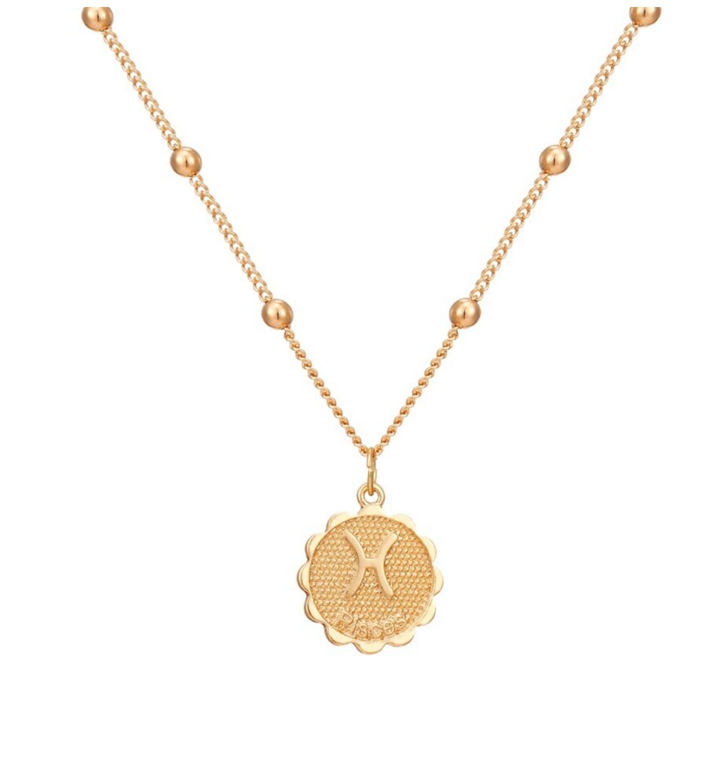 Goldtone Star Sign Zodiac Circular Pendant Necklace