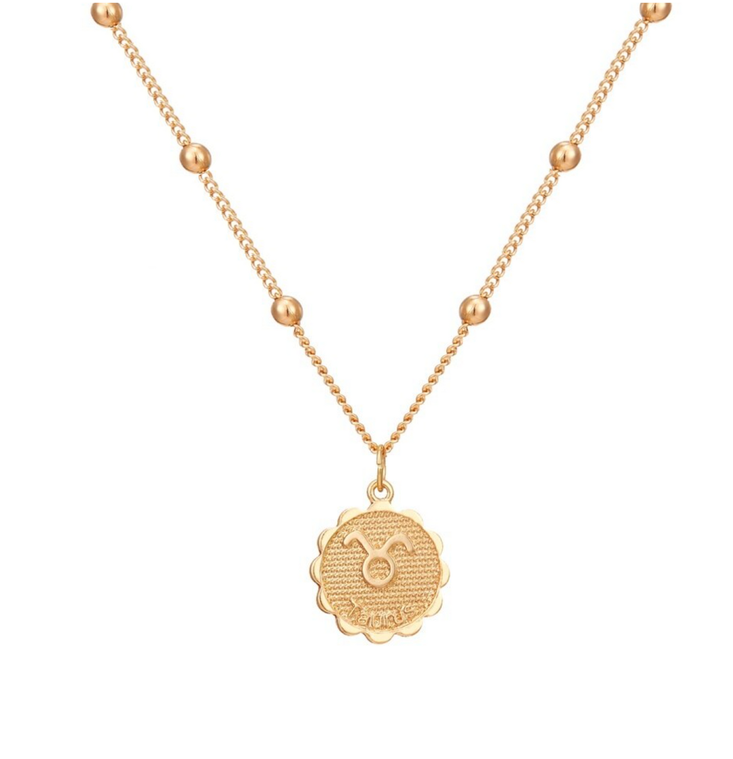 Goldtone Star Sign Zodiac Circular Pendant Necklace