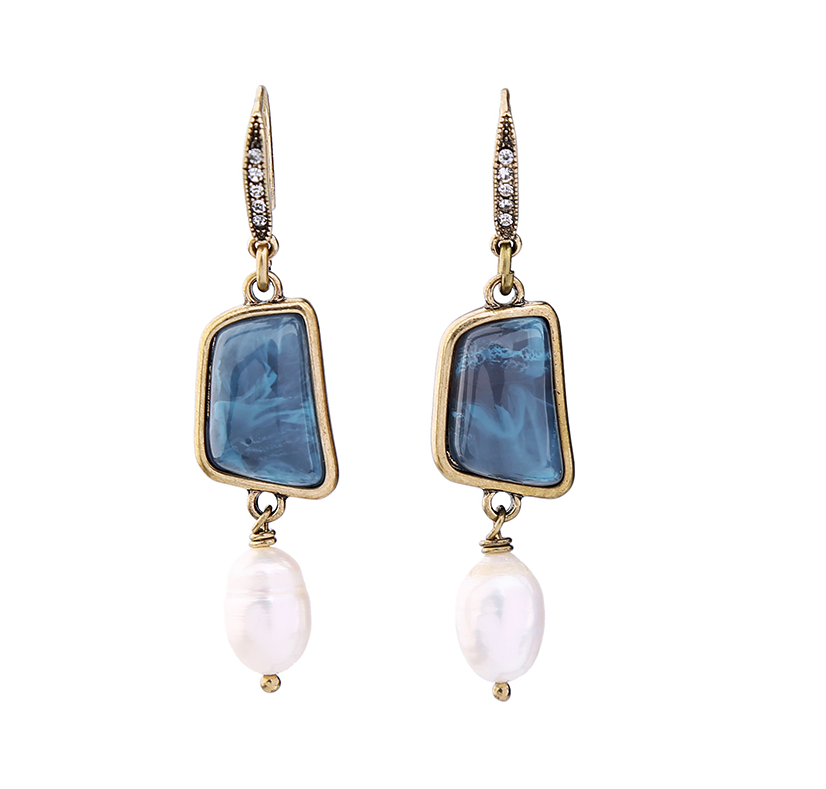 Blue Freshwater Pearl Drop Earrings