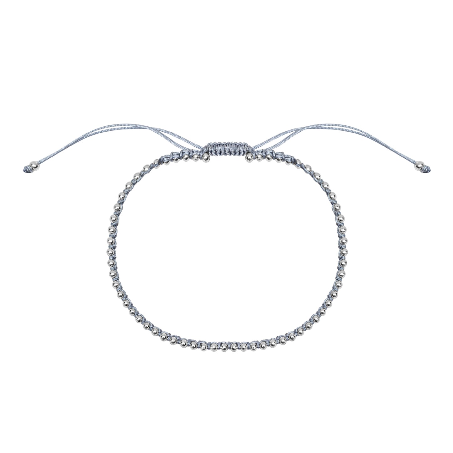 Grey Adjustable Sterling Silver Ball Bracelet