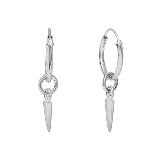 Sterling Silver Spike Huggie Hoop Earrings