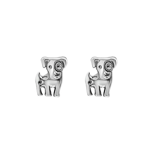 Sterling Silver Spotted Dog Stud Earrings