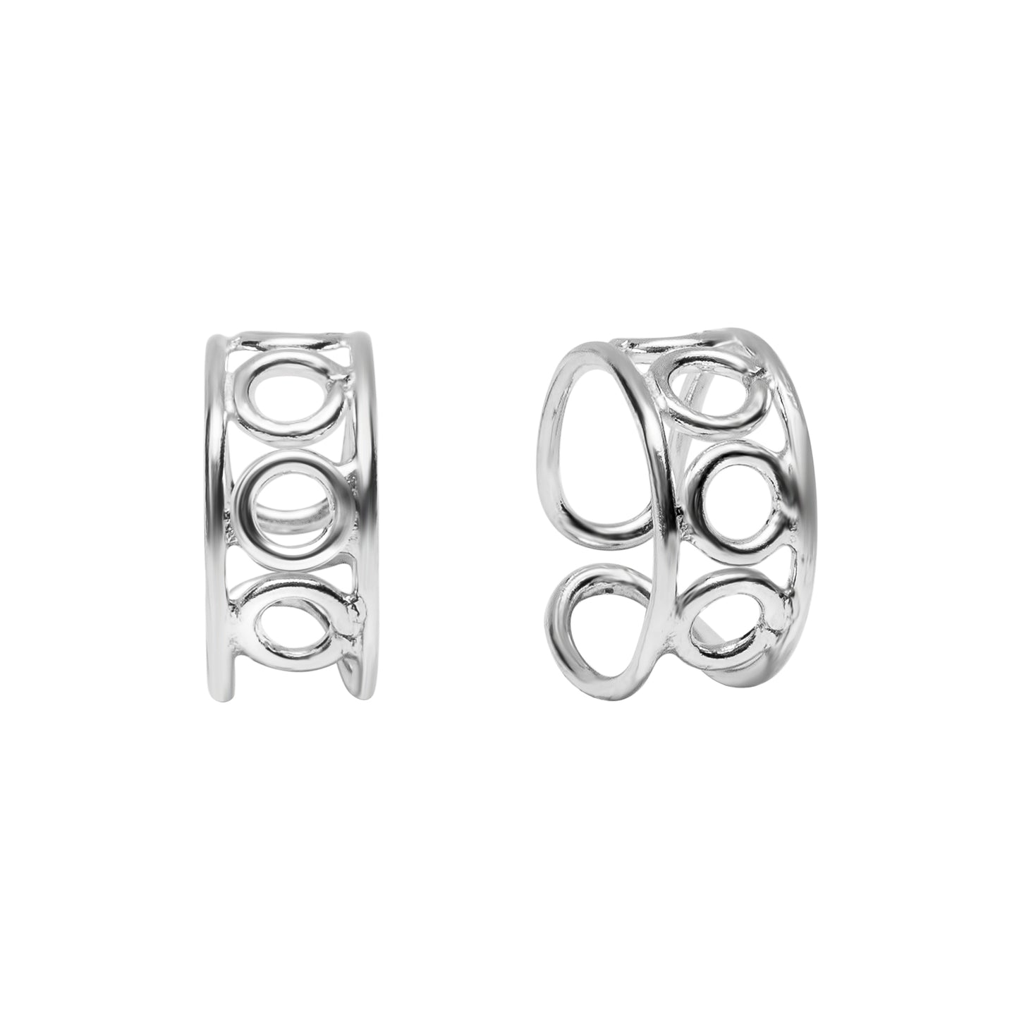 Sterling Silver Open Circles Ear Cuffs