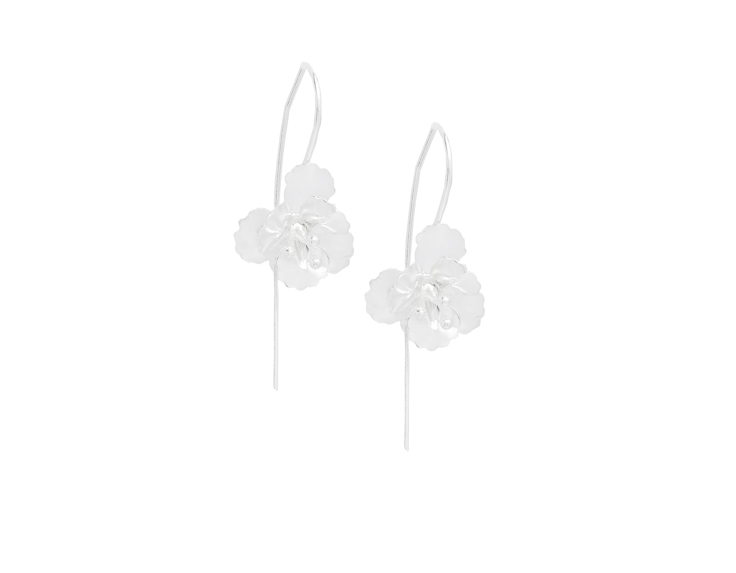 Sterling Silver Floral Threader Earrings