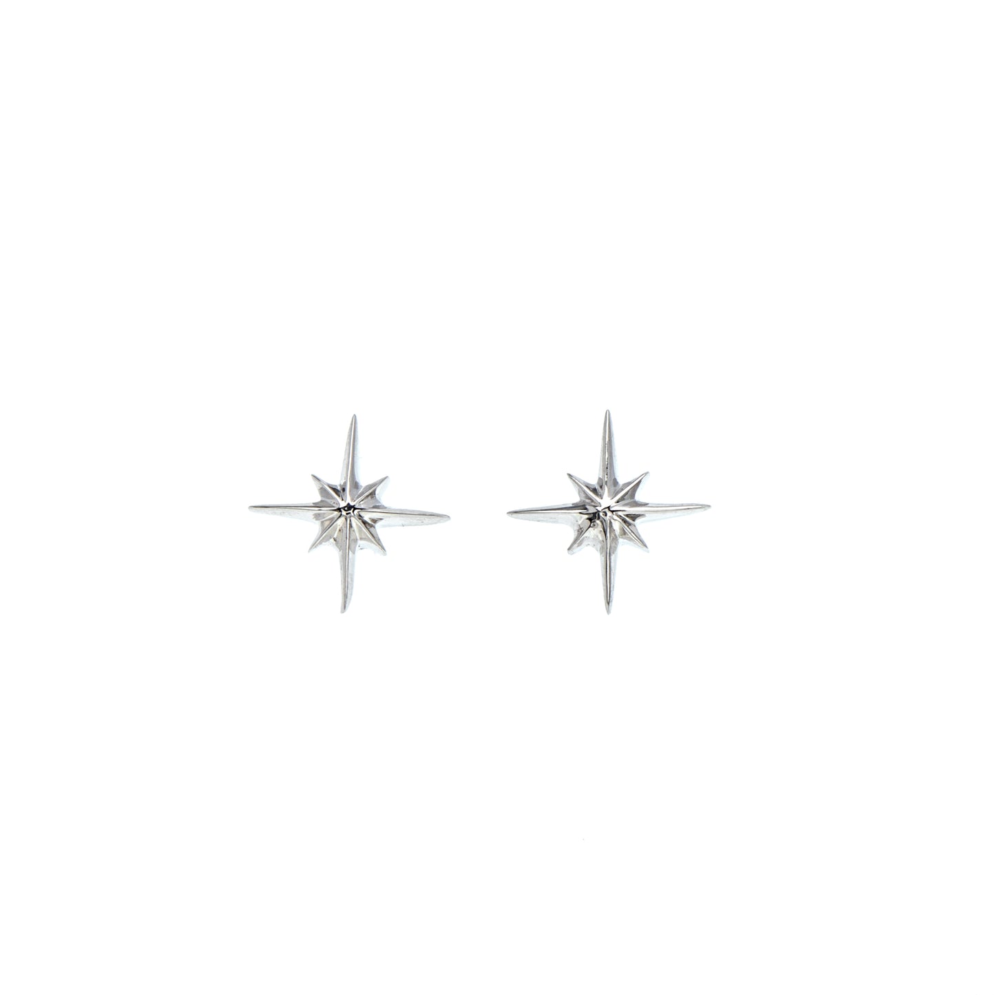 Silvertone North Star Stud Earrings
