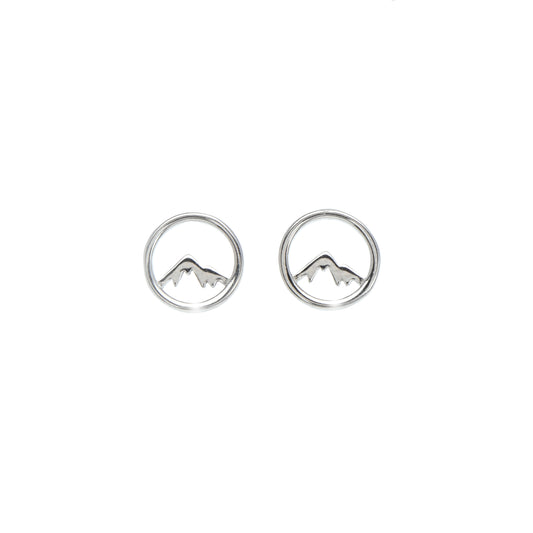 Sterling Silver Circular Mountain Stud Earrings