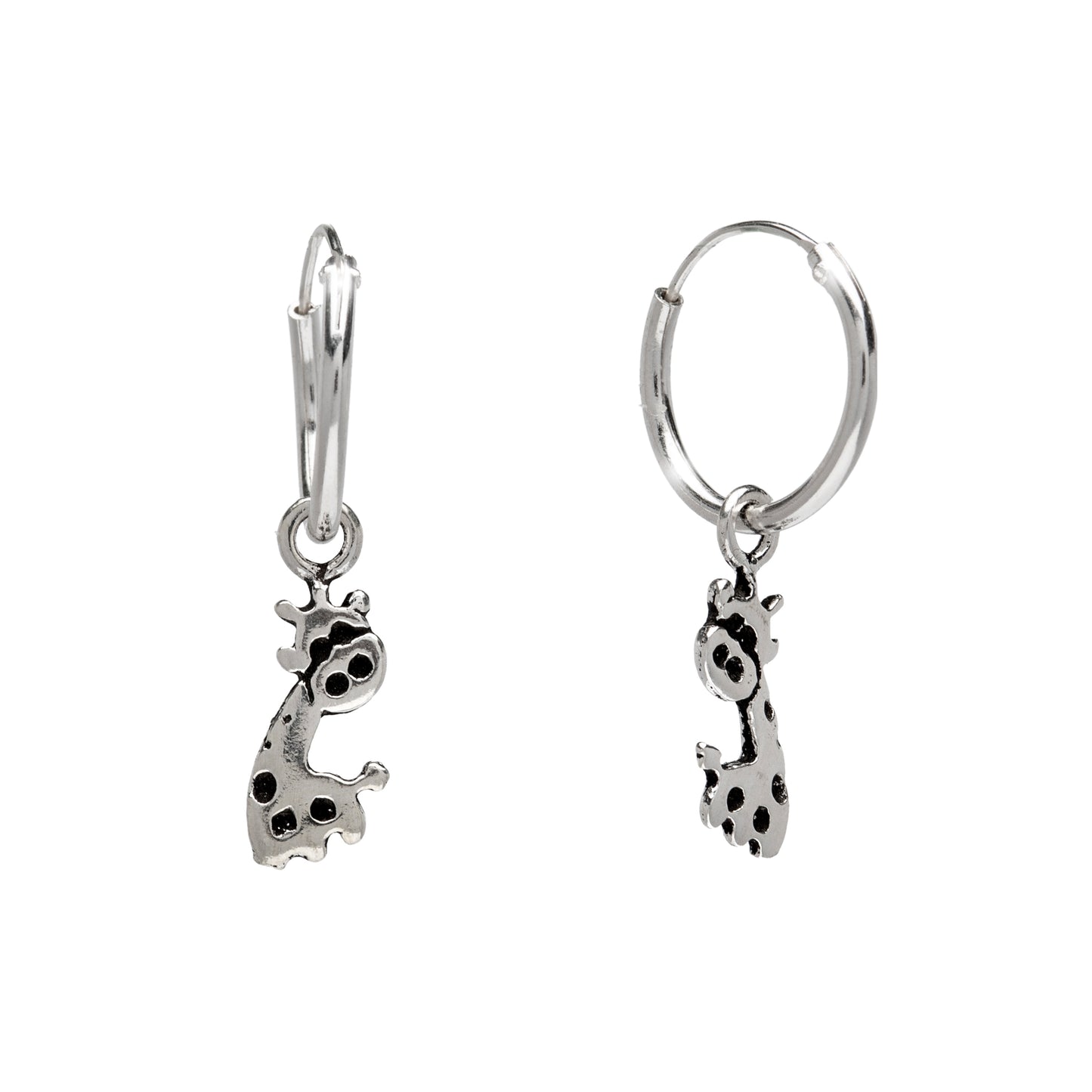 Sterling Silver Giraffe Huggie Hoop Earrings