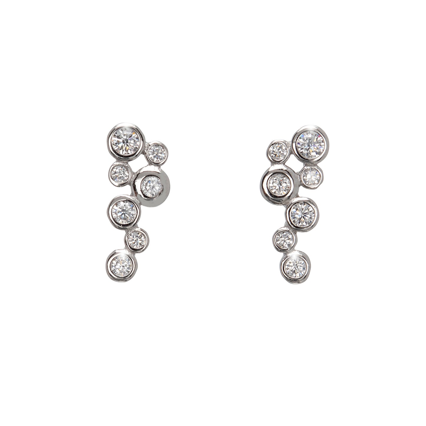 Sterling Silver Cubic Zirconia Clustered Stud Earrings