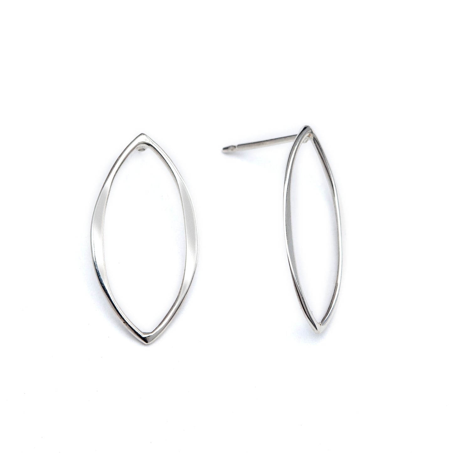 Sterling Silver Open Marquis Stud Earrings