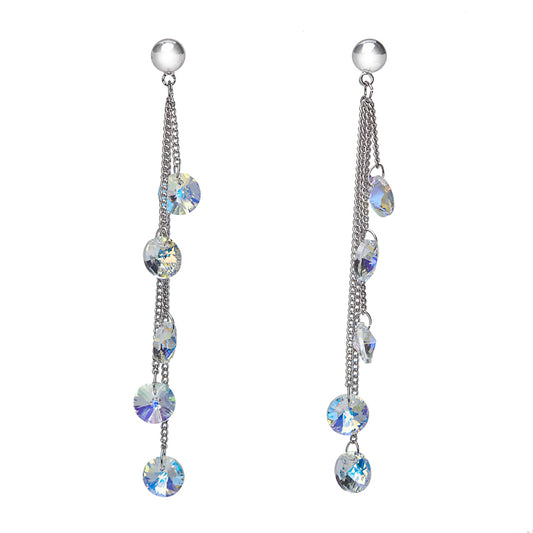 Aurora Borealis Chain Drop Swarovski Crystal Earrings