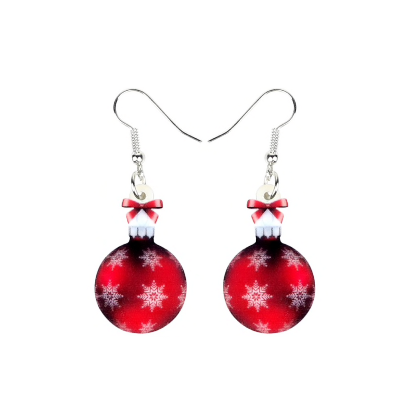 Red Christmas Ornament Drop Earrings