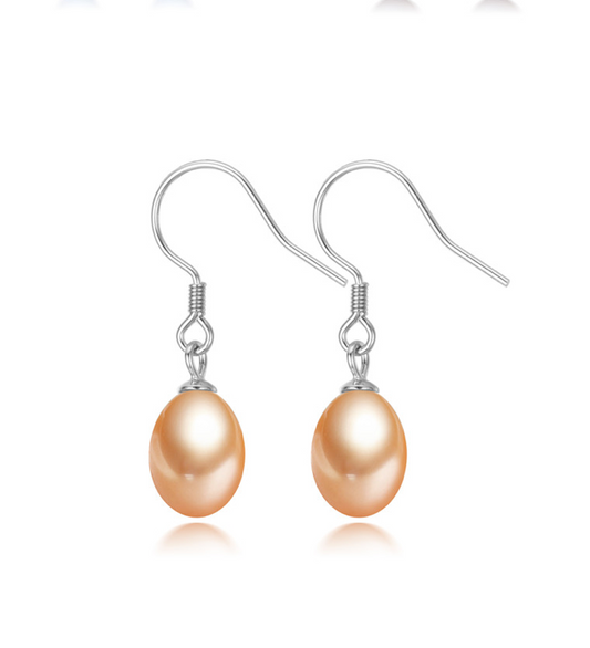 Peach Teardrop Freshwater Pearl Drop Earrings