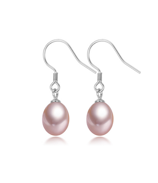 Pink Teardrop Freshwater Pearl Drop Earrings