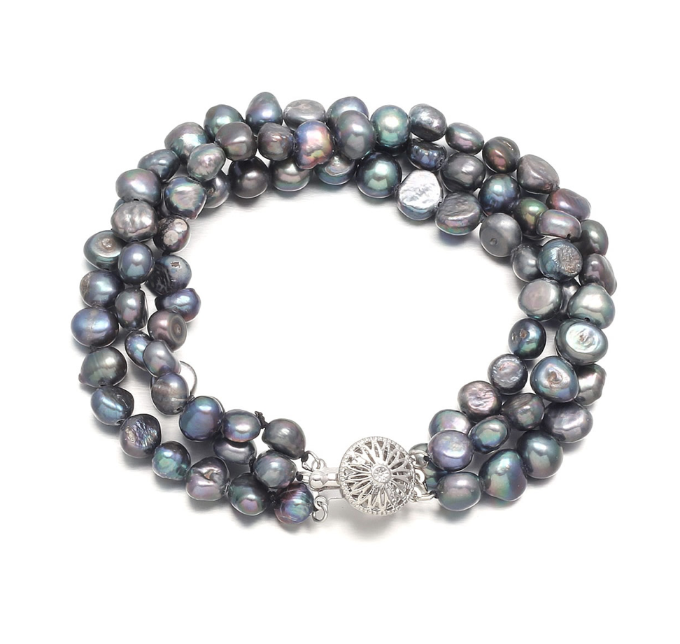 Black Multistrand Freshwater Pearl Bracelet