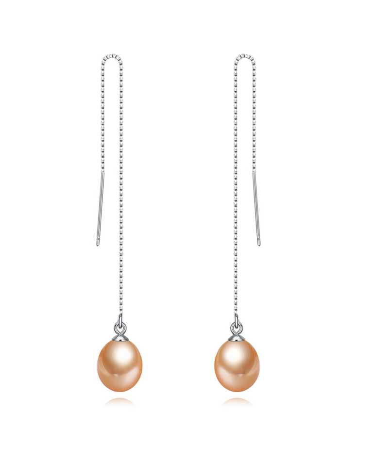 Peach Freshwater Pearl Threader Earrings