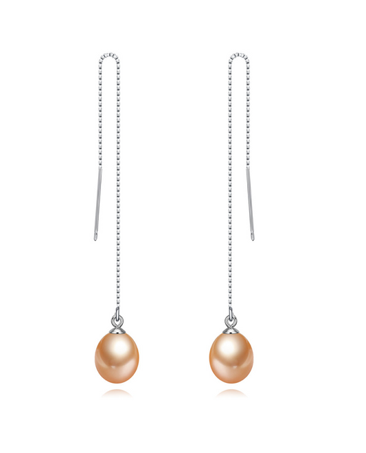 Peach Freshwater Pearl Threader Earrings