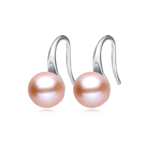 Peach Freshwater Pearl Rounded Threader Earrings