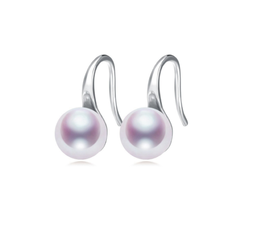White Freshwater Pearl Rounded Threader Earrings