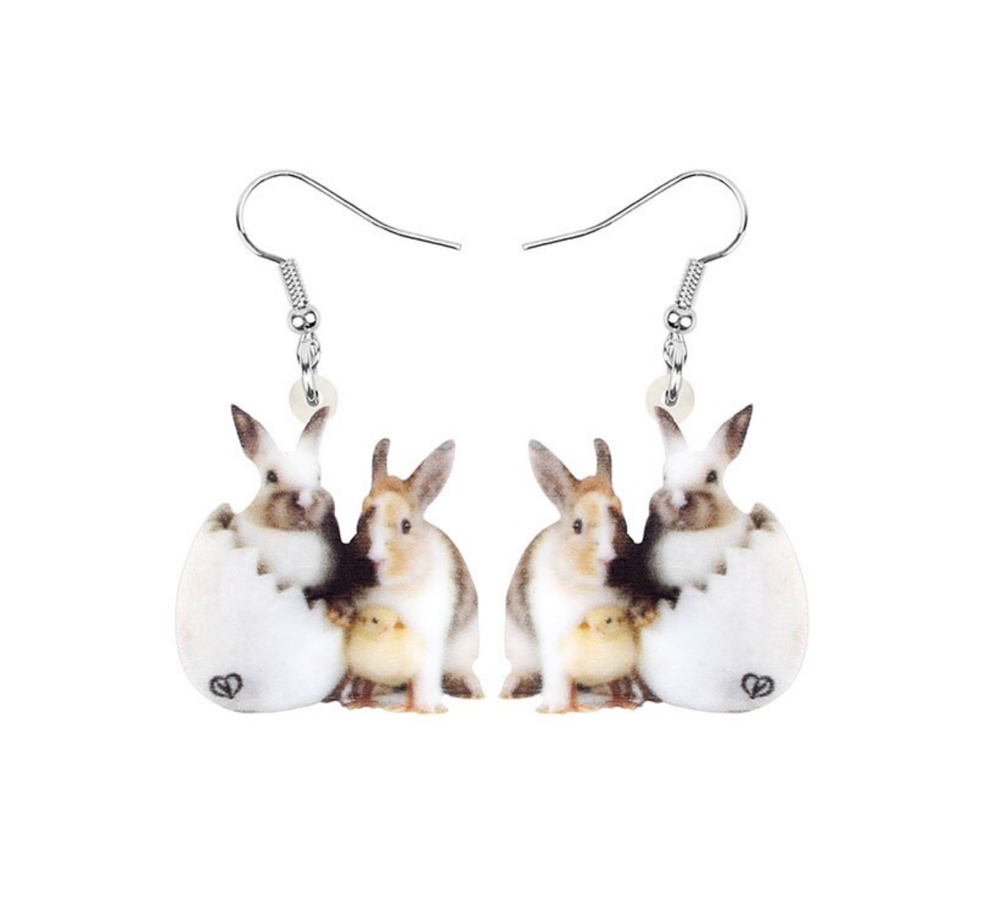 Bunnies Easter Chick In Egg Drop Earrings