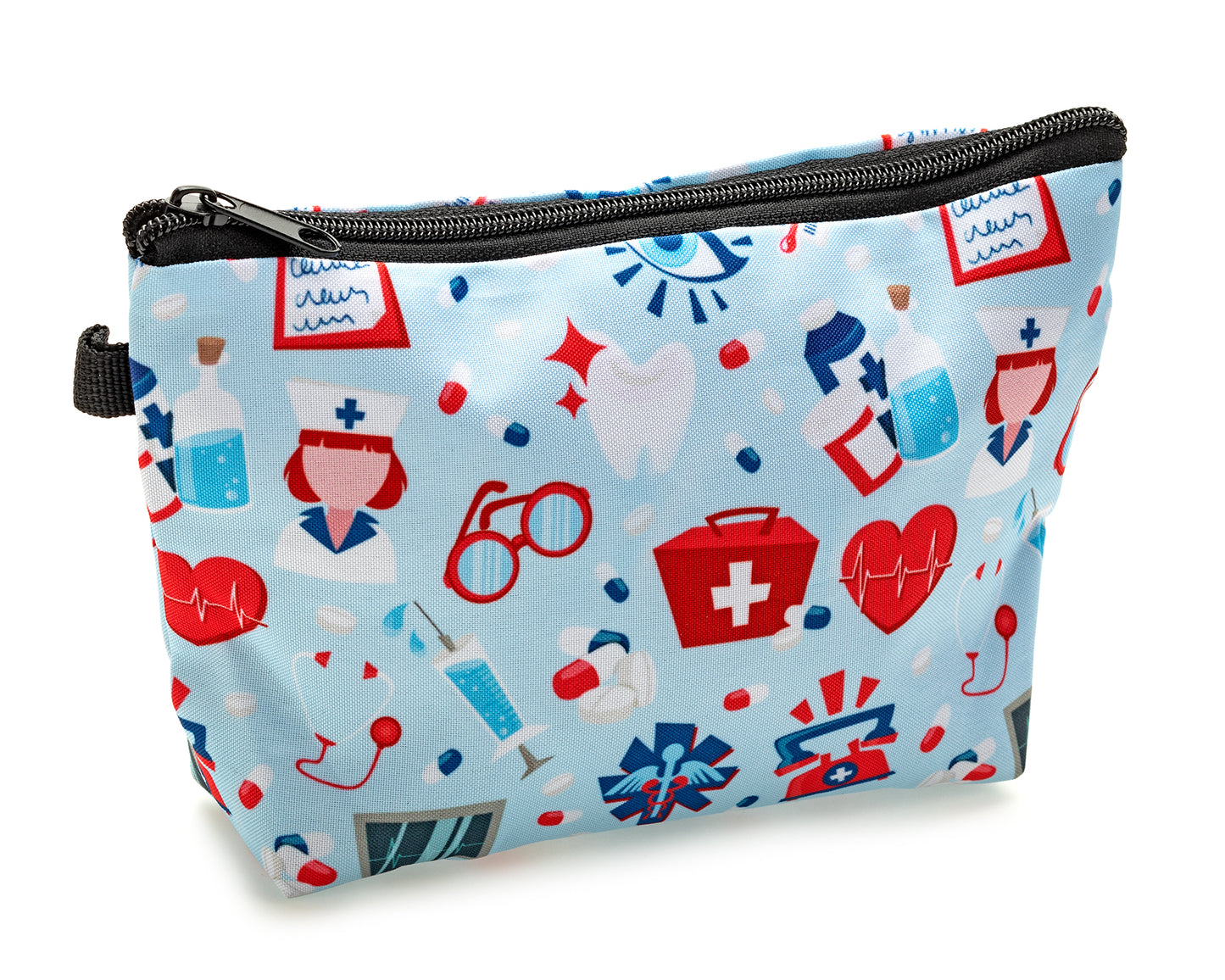 Blue Multi Colored Health Care Worker Cosmetic Bag