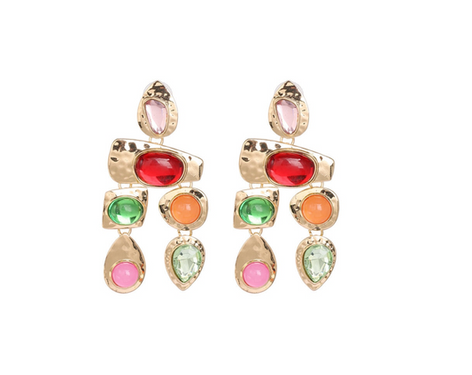 Multi Colored Crystal Chandelier Drop Earrings